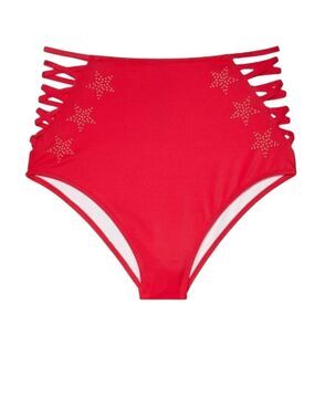 PINK Victoria’s Secret Gold Star Studded Strappy High Waist Bikini Bottoms Large